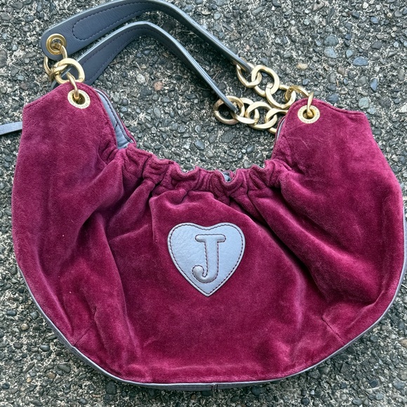 Juicy Couture Velvet Hobo Bag in Rich Burgundy - Picture 2 of 4